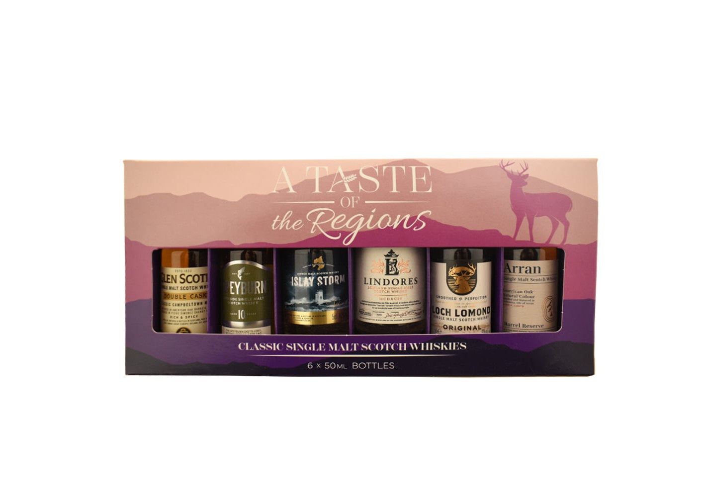 A Taste of the Regions Gift Whisky Gift Pack, Single Malt Scotch Whiskies - 6x50ml bottles