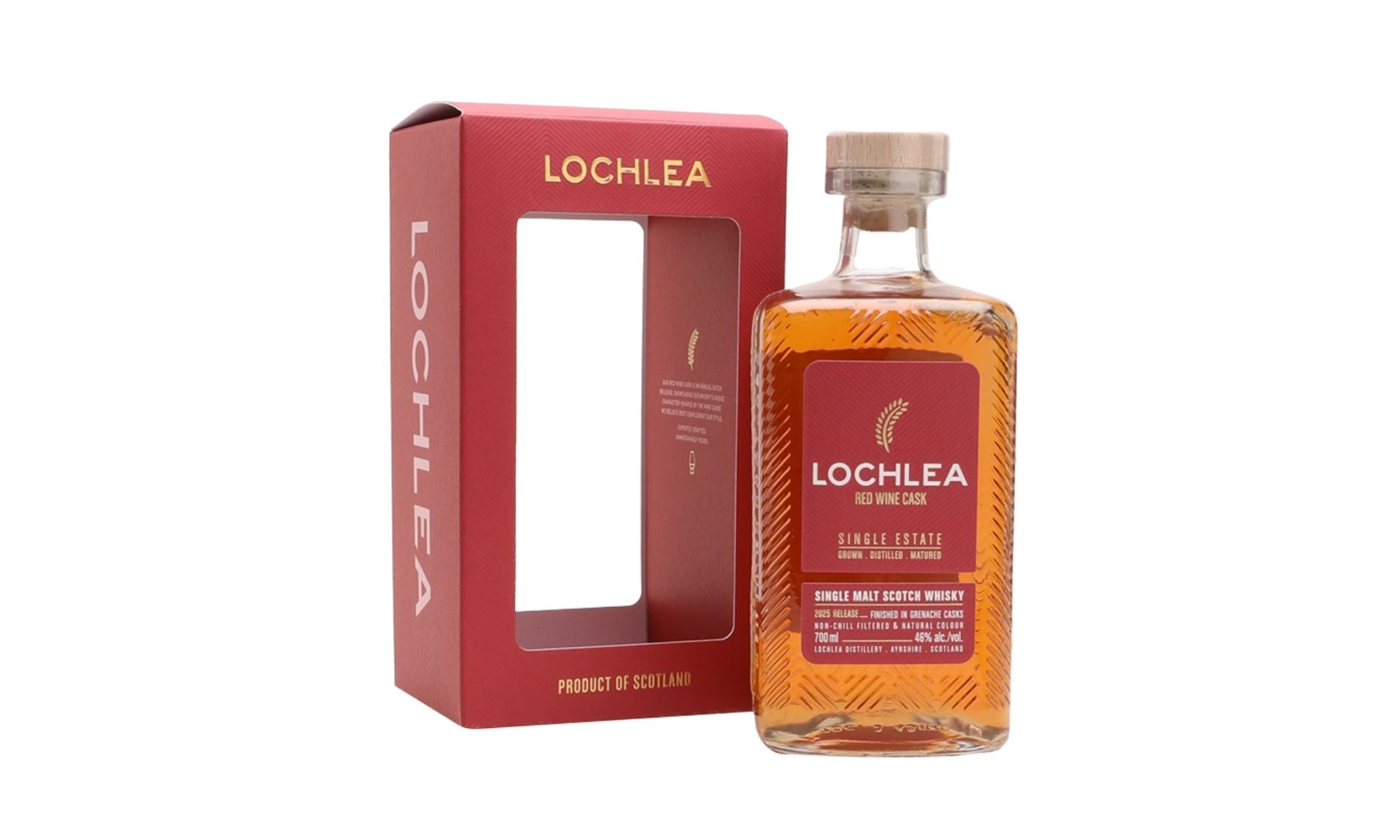 Lochlea Single Estate: Red Wine Cask Single Malt Whisky - 70cl bottle