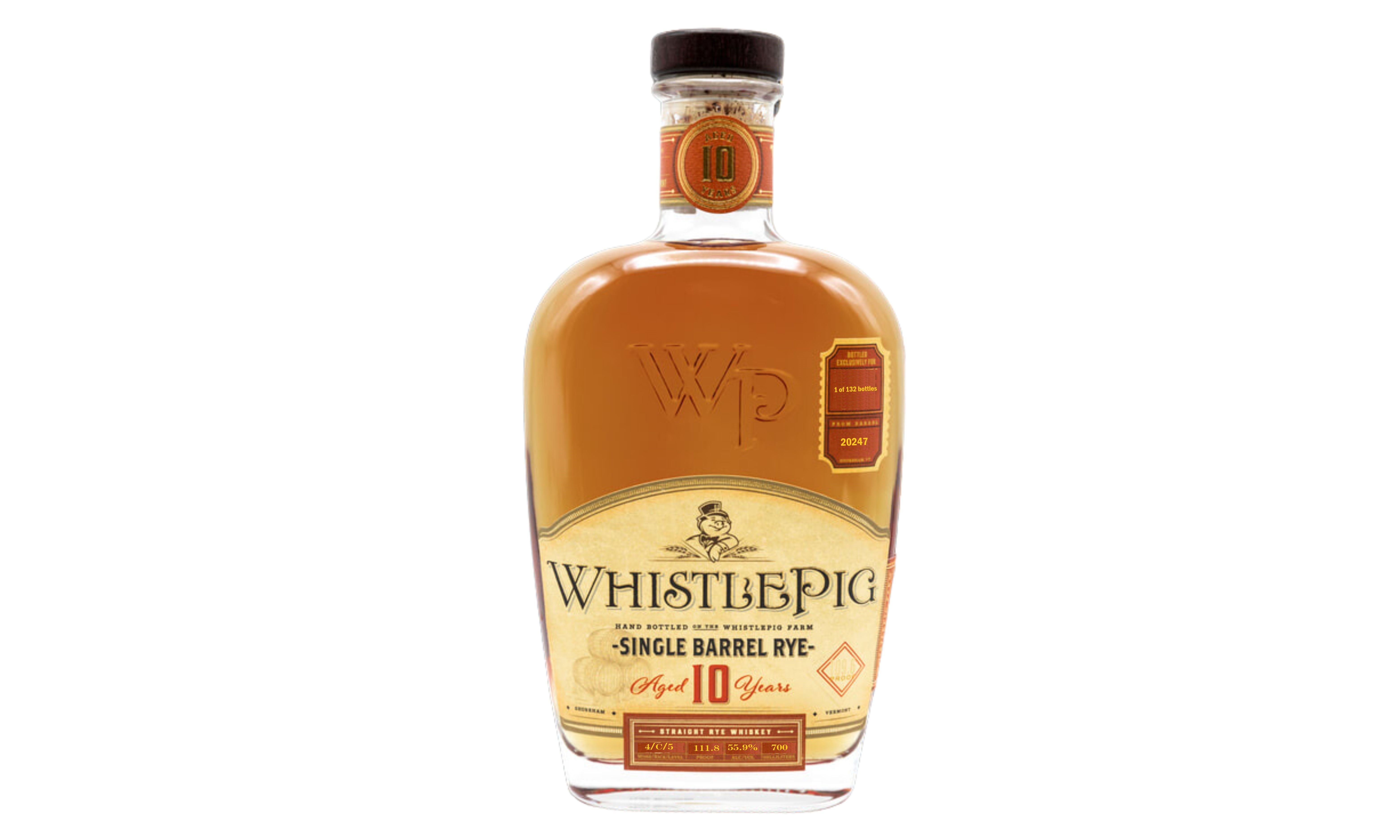 WhistlePig 10YR Single Barrel Rye Whiskey (Barrel No.20247), 55.9%abv - 70cl bottle