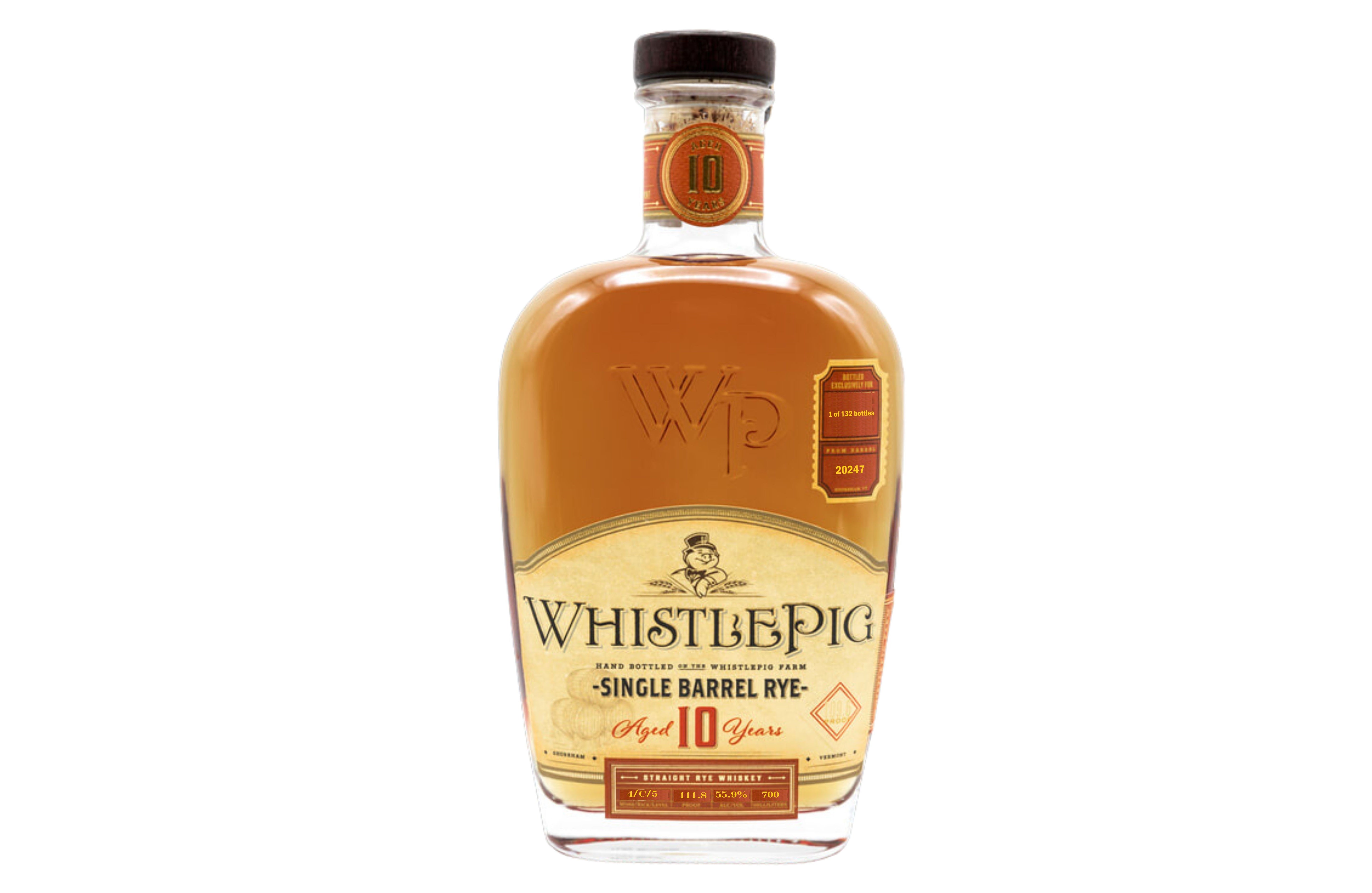 WhistlePig 10YR Single Barrel Rye Whiskey (Barrel No.20247), 55.9%abv - 70cl bottle
